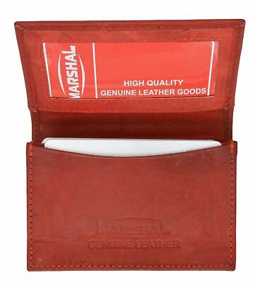 Leather Credit Card & ID Holder Slim Design Red Men's Wallet MARSHAL!!!