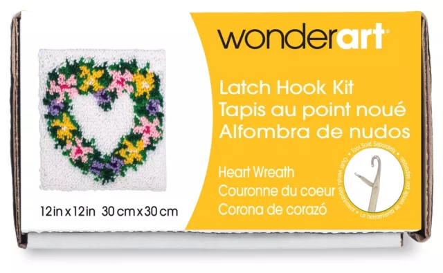 Wonderart Latch Hook Kit 12"X12"-Heart Wreath 426142
