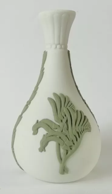 Wedgwood Green on White Jasperware Vase Australian Kangaroo Paw Miniature