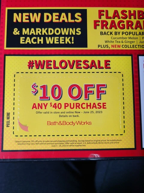 1 BATH BODY Works 10 Off Any 40 Purchase Coupon Expires 6 25 23 4 1 BATH BODY Works 10 Off Any 40 Purchase Coupon Expires 6 25 23 4