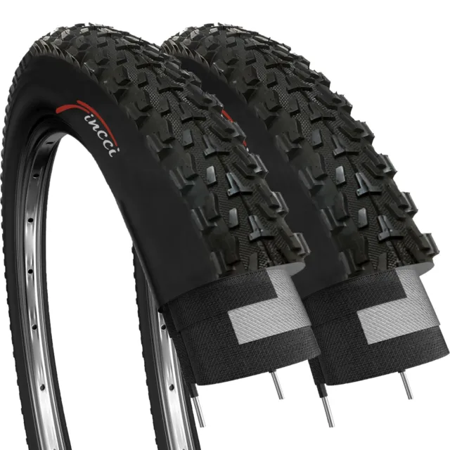 2 x Fincci 26 x 2.35 Tyre 57-559 MTB Hybrid Offroad Gravel Mountain Bike Bicycle