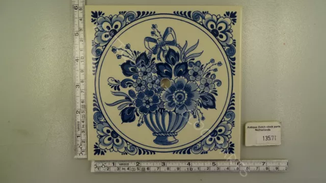 Blue Delft Dial Tile For Zaandam Or Zaanse Clock Floral