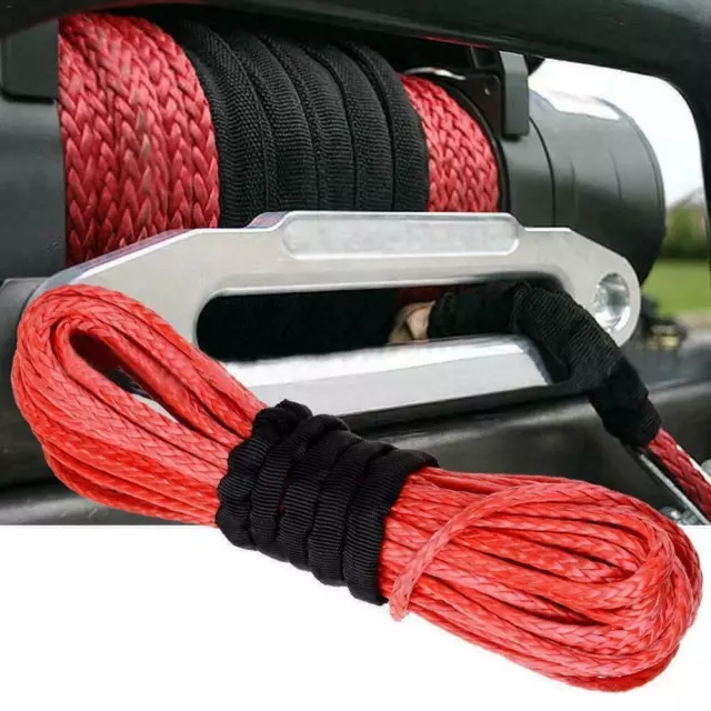 5mmx15m Synthetic Winch Line Cable Rope 10000 LBs w/ Sheath For Car SUV ATV UTV