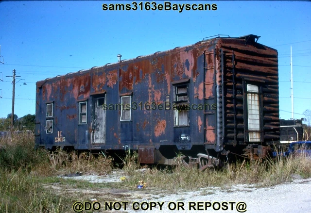 Original Slide Illinois Central Rr X3015 Work Train Car Hanrahan La 1983