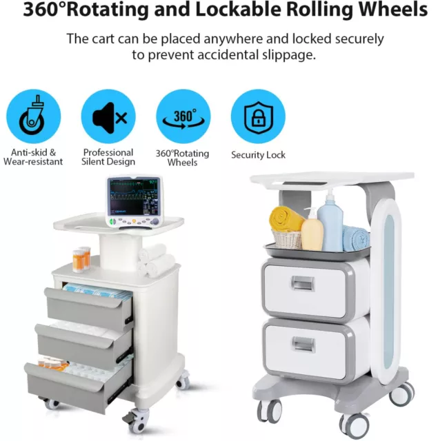 Mobile Ultrasound Cart for Imaging Scanner Medical Trolley Beauty Storage Carts