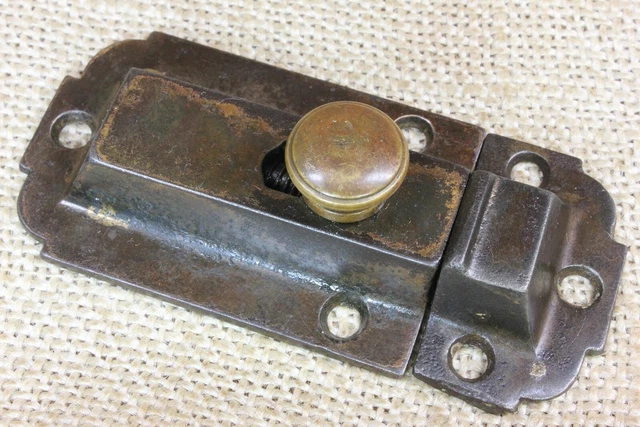 Old Cabinet Cupboard Latch Catch Smooth Patina Solid Brass Knob 3 1/4” vintage