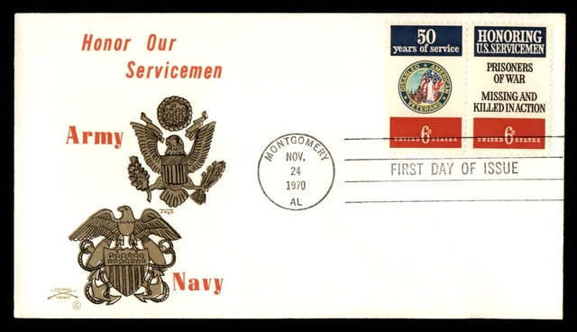 MayfairStamps US FDC 1970 Alabama Colonial Cachet Pair Honoring Serviceman First