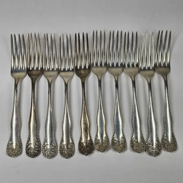 Gorham Lancaster Sterling Silver Dinner Forks 7" Set of 10 NO MONO