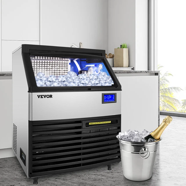 VEVOR COMMERCIAL ICE Maker 320LBS/24H w/Water Drain Pump 77LBS Bin