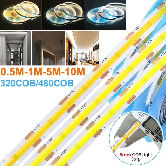 DC12V/24V COB Led Light Strip 320/480 1M 2M 5M 10M High Density Flexible Linear