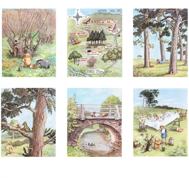 Vintage Winnie the Pooh Baby Nursery Wall Art Prints 8.5x11 Set of 6 Unframed