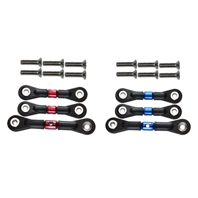4-Piece RC Steering Rod Set - Adjustable Metal Linkage For 1/10 Off-Road Cars