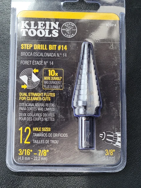 NEW Klein Tools KTSB14 3/16" -7/8" Step Drill Bit (3/8")