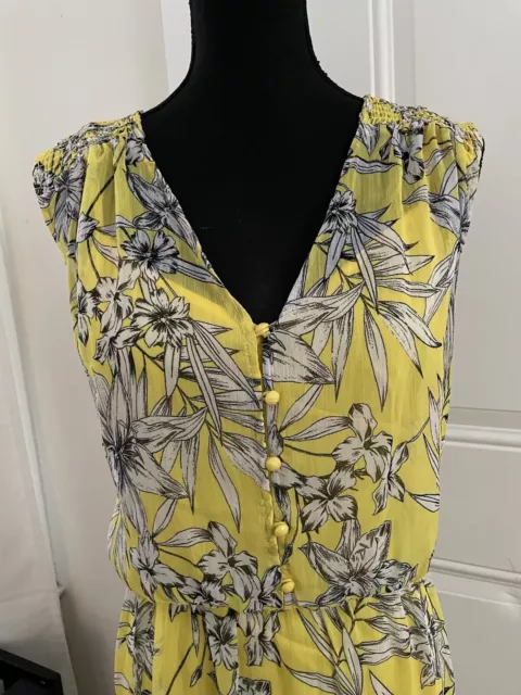 ECI NEW YORK Yellow Floral Sleeveless Maxi Tier Ruffle Peasant Dress, Size XL 3