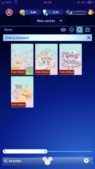 Disney Collect Topps Cherry Blossom 4 Rare + Uncommon Full Set