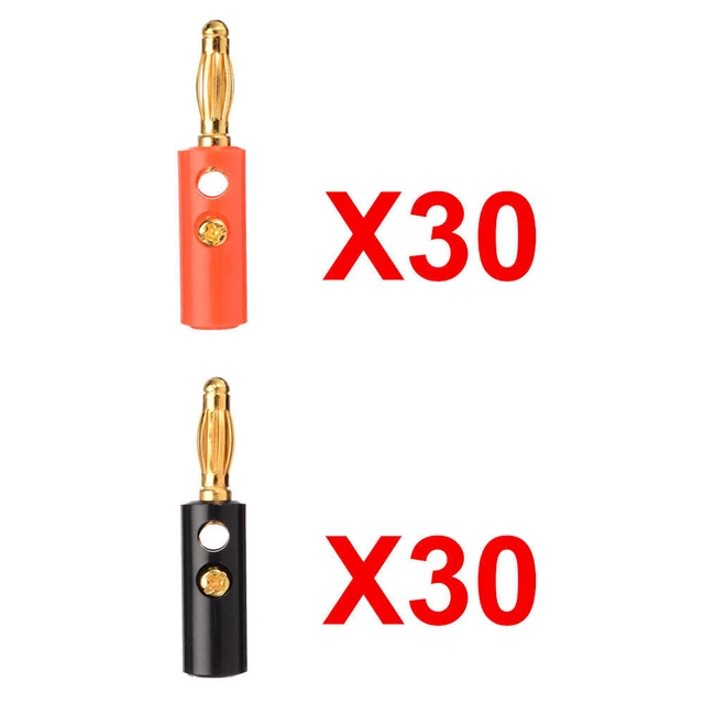 UP40x 4mm Connector Gold Plated Banana Audio Speaker Wire Cable Plugs Black Red