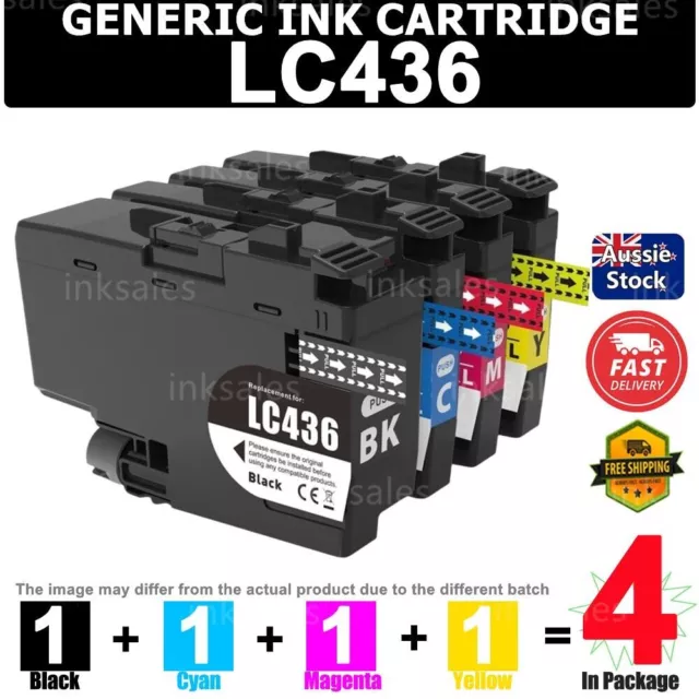 4x LC436 Generic Ink For Brother J4340DW J4440DW J4540DW J5855DW J5955DW J6955DW