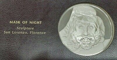 Franklin Mint Genius of Michelangelo PF .925 Silver Medal- Mask of Night