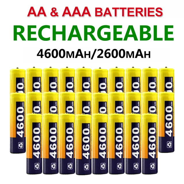RECHARGEABLE AA AAA Battery 2600 4600mAh 1.2V Pre Charged Battery Pack