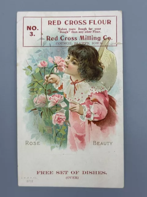 1880s RED CROSS FLOUR Milling COUNCIL BLUFFS IA Victorian Advertising Trade Card