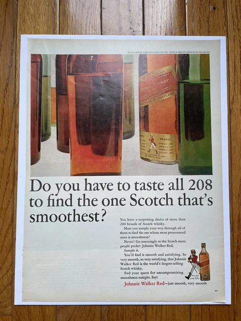 Vintage Johnnie Walker Scotch Alcohol Bar Advertising Print - Poster Ad 60s