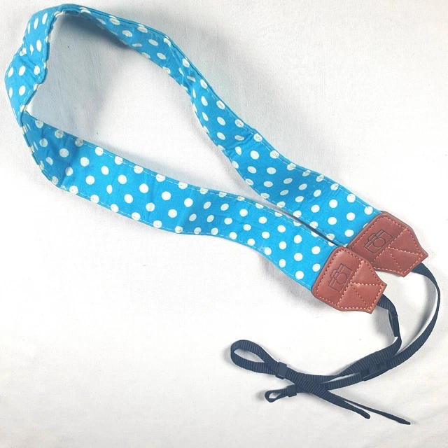 Womens Camera Shoulder Strap Polka Dot Blue White DSLR Accessories Neck Strap