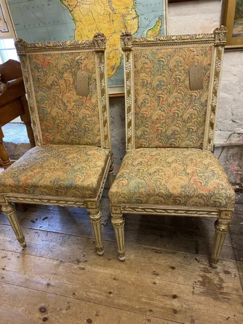 Antique Pair Of Empire Style Gilded French Chairs