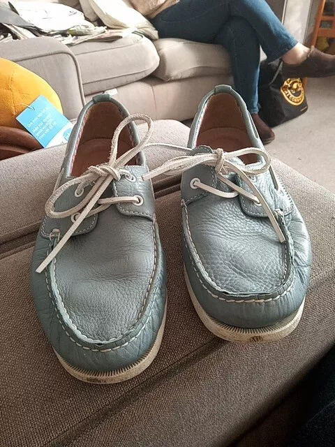 Mens Blue Leather Size 7  W Boat Shoes Rockport