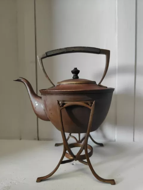 Vintage Copper Kettle And Stand