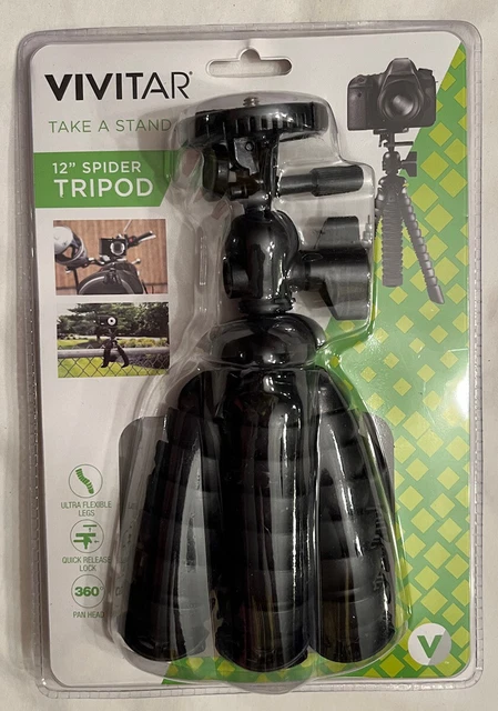 VIVITAR 12” Spider Tripod 360 Pan Head Flexible Legs Quick Release