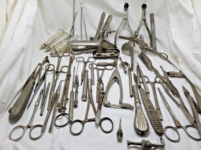 Sammlung alte medizinische und chirurgische Instrumente Vintage 71 Teile