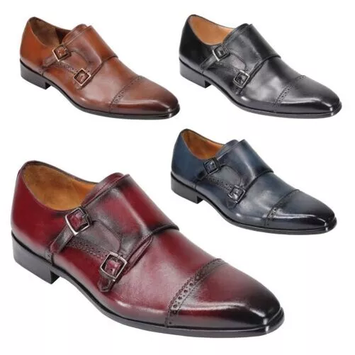 Hommes Mollet Double Cuir Moine Chaussures Classique Main Rétro Style Italien