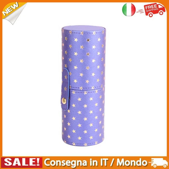 IT PU Leather Star Printing Makeup Brush Holder Portable Cosmetic Cup (Purple)