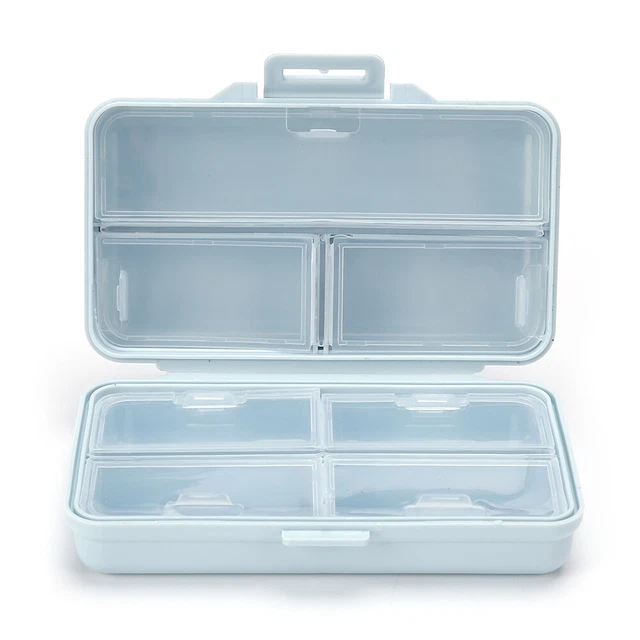 Organizador de escritorio a prueba de polvo para caja de almacenamiento de arte en uñas de plástico (azul claro)