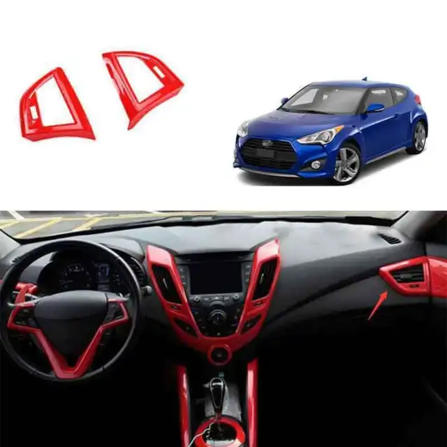 Bright Red Car L&R AC Air Outlet Vent Cover Trim For Hyundai Veloster 2011-2016
