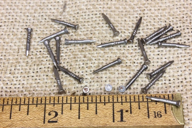1/2” Old Sharpoint Shoe Nails 25 Wire Clinching 1/8” Round Flat Headed Vintage