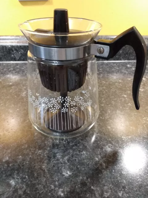Vintage Cory D 35L  Glass Coffee Stove Top Pot Percolator Floral Design 5 Cup