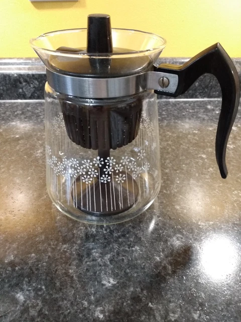 Vintage Cory D 35L Glass Coffee Stove Top Pot Percolator Floral Design 5 Cup Vintage Cory D 35L Glass Coffee Stove Top Pot Percolator Floral Design 5 Cup