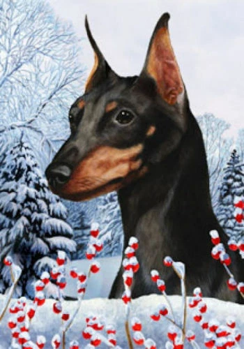 Winter House Flag - Black and Tan Miniature Pinscher 15222