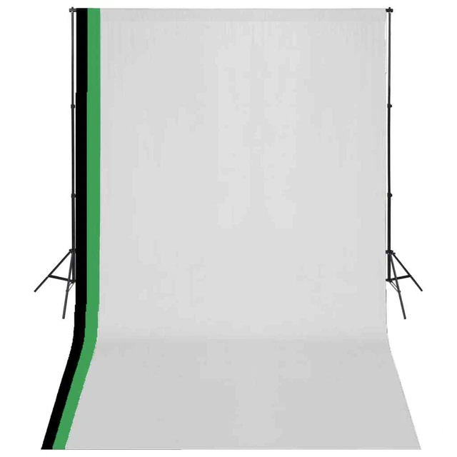 Kit Studio Foto con 3 Fondali in Cotone Telaio Regolabile 3x5 m 5199397