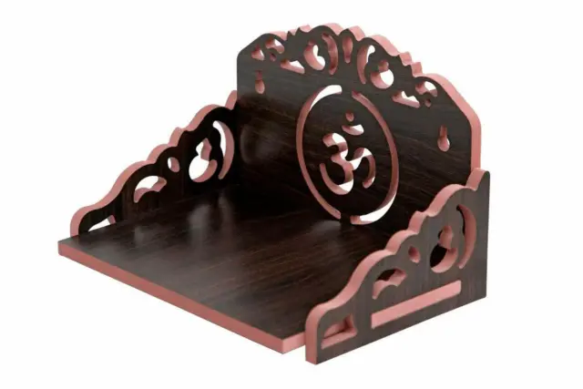 Wall Hanging and Table Top Wooden Home Mandir Temple (Black) KU