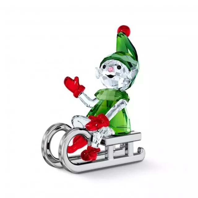 Swarovski Kristall Niedlich ""Santa's Elf On Sleigh"" 553347 Ausverkauft Brandneu In Verpackung Kostenloser Versand