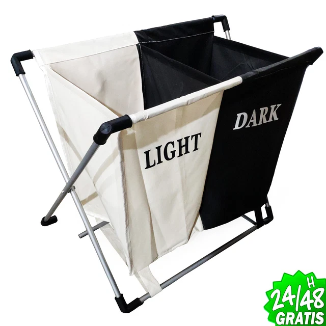 Cesto para la Ropa Plegable Cesta Claros y Oscuros Light Dark 60x35x55cm Doble