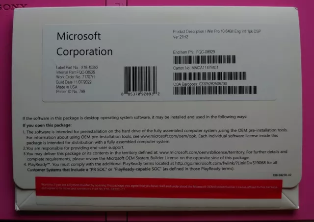 Microsoft WINDOWS 10 PRO 64-bit Genuine Product Key 1PC Free Shipping