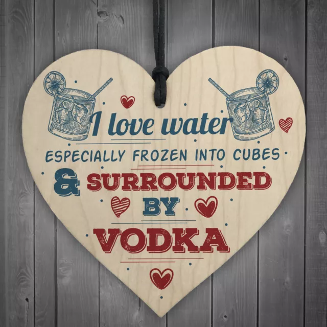 I Love Vodka Shabby Chic Hanging Wood Sign Friendship Home Gift Alcohol Pub Bar