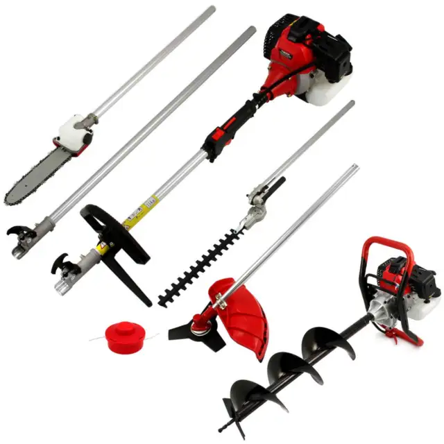 5 in 1 Multi Tool 52cc & Earth Auger Petrol Garden Brush Grass Cutter Chainsaw