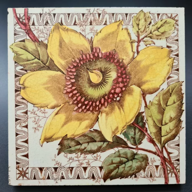 Art Nouveau Fireplace Majolica Tile Floral Design J.H.Barratt & Co C1900 AE4