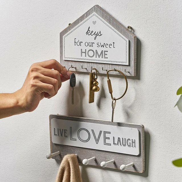 Wooden Wall Mounted Sweet Hanging Hanger Hooks Clothes Key Holder Rack Hook Home