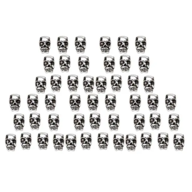 50 Stück Metall Tibetan Silber Schädel Spacer Perlen Schmuck Herstellung DIY
