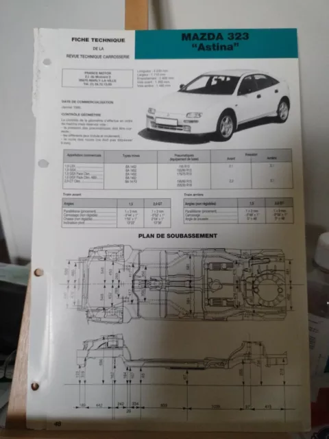 Fiche Technique De La Revue Technique Carrosserie Mazda 323 Astina